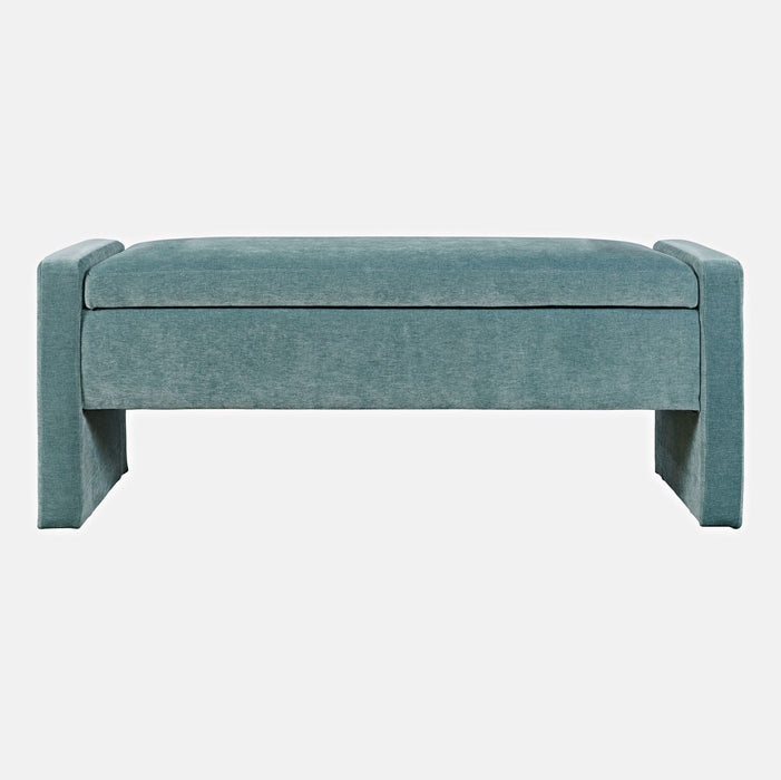 Jofran Braun 48" Contemporary Upholstered Modern Bedroom Hallway Storage Bench in Blue image