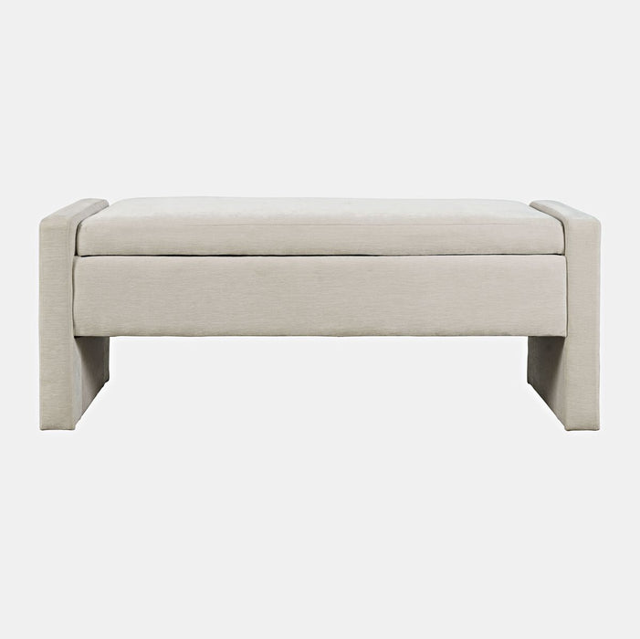 Jofran Braun 48" Contemporary Upholstered Modern Bedroom Hallway Storage Bench in Natural image