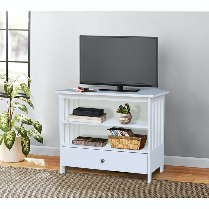 John Thomas Destinations Mission Corner TV Stand Pure White