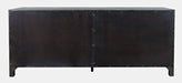 Jofran Gramercy Mid-Century Modern Chevron Four Door 79" Accent Cabinet in Platinum - Holmwood's Furniture & Design Center (Somersworth, NH)