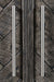 Jofran Gramercy Mid-Century Modern Chevron Four Door 79" Accent Cabinet in Platinum - Holmwood's Furniture & Design Center (Somersworth, NH)