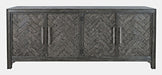 Jofran Gramercy Mid-Century Modern Chevron Four Door 79" Accent Cabinet in Platinum image