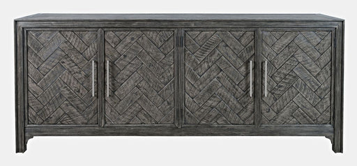 Jofran Gramercy Mid-Century Modern Chevron Four Door 79" Accent Cabinet in Platinum image