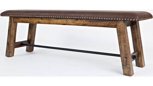Jofran Cannon Valley Bench with Upholstered Seat in Medium Cool Tones - Holmwood's Furniture & Design Center (Somersworth, NH)