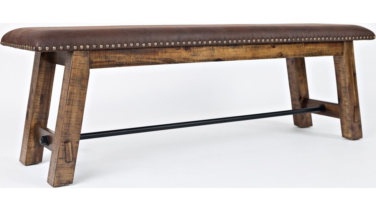 Jofran Cannon Valley Bench with Upholstered Seat in Medium Cool Tones - Holmwood's Furniture & Design Center (Somersworth, NH)