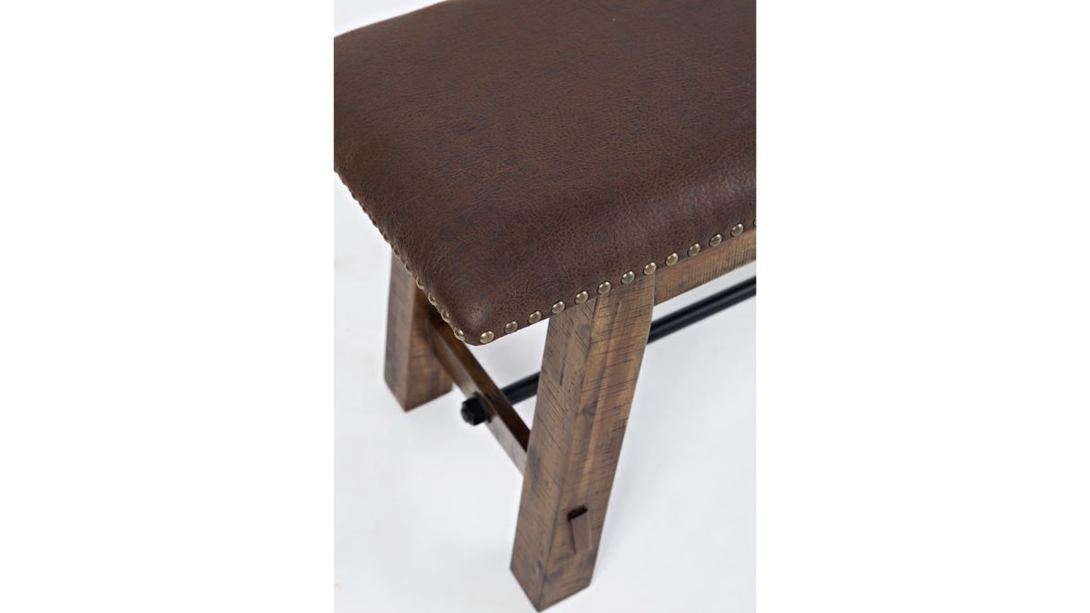 Jofran Cannon Valley Bench with Upholstered Seat in Medium Cool Tones - Holmwood's Furniture & Design Center (Somersworth, NH)