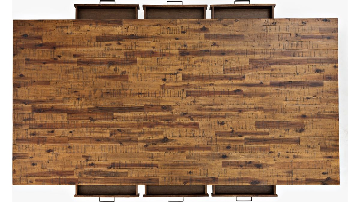 Jofran Cannon Valley Trestle Dining Table in Medium Cool Tones - Holmwood's Furniture & Design Center (Somersworth, NH)