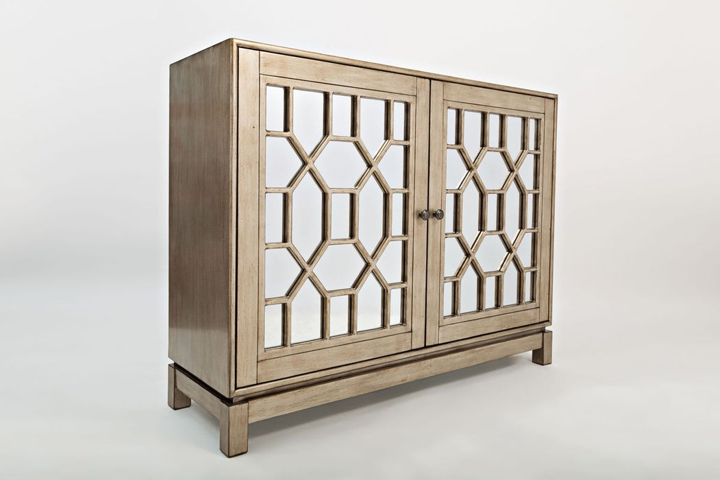 Jofran Casa Bella Glam 50" Mirrored Console- Vintage Silver in Vintage Silver - Holmwood's Furniture & Design Center (Somersworth, NH)