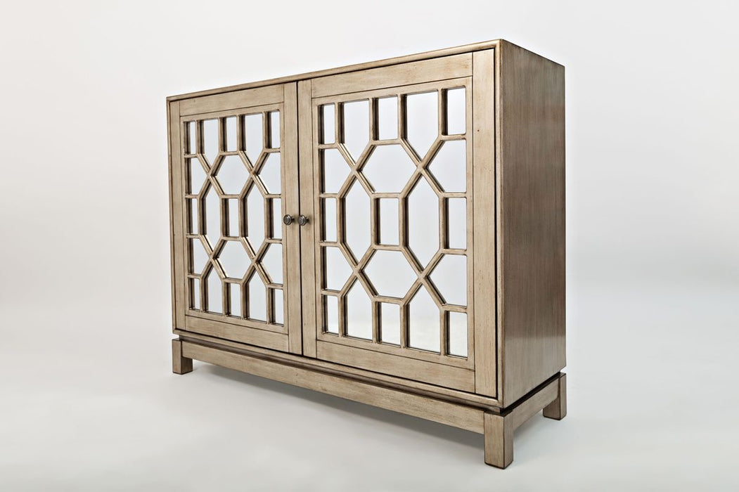Jofran Casa Bella Glam 50" Mirrored Console- Vintage Silver in Vintage Silver - Holmwood's Furniture & Design Center (Somersworth, NH)