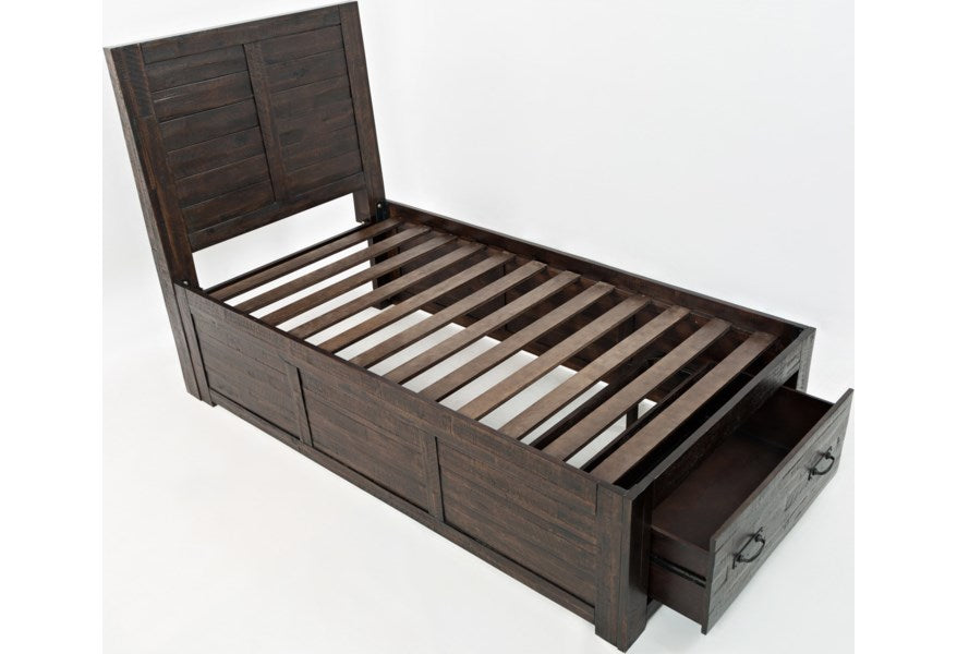 Jofran Jackson Lodge Twin Panel Storage Bed in Distressed - Holmwood's Furniture & Design Center (Somersworth, NH)