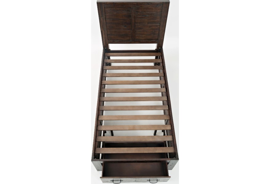 Jofran Jackson Lodge Twin Panel Storage Bed in Distressed - Holmwood's Furniture & Design Center (Somersworth, NH)