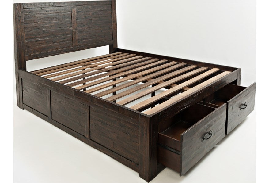Jofran Jackson Lodge Queen Panel Storage Bed in Distressed - Holmwood's Furniture & Design Center (Somersworth, NH)
