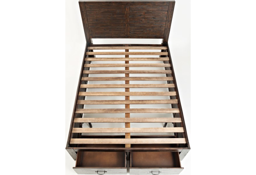 Jofran Jackson Lodge Queen Panel Storage Bed in Distressed - Holmwood's Furniture & Design Center (Somersworth, NH)