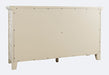 Jofran Rustic Shores 54" Coastal Distressed Acacia Four-Door Credenza Cabinet in Scrimshaw Cream - Holmwood's Furniture & Design Center (Somersworth, NH)