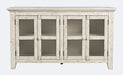 Jofran Rustic Shores 54" Coastal Distressed Acacia Four-Door Credenza Cabinet in Scrimshaw Cream image