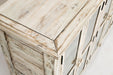 Jofran Rustic Shores 70" Coastal Distressed Acacia Six-Door Accent Cabinet in Scrimshaw Cream - Holmwood's Furniture & Design Center (Somersworth, NH)