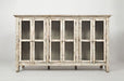 Jofran Rustic Shores 70" Coastal Distressed Acacia Six-Door Accent Cabinet in Scrimshaw Cream image