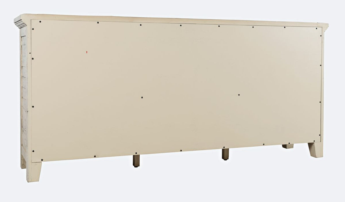 Jofran Rustic Shores 70" Coastal Distressed Acacia Six-Door Sideboard Cabinet in Scrimshaw Cream - Holmwood's Furniture & Design Center (Somersworth, NH)