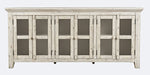 Jofran Rustic Shores 70" Coastal Distressed Acacia Six-Door Sideboard Cabinet in Scrimshaw Cream image