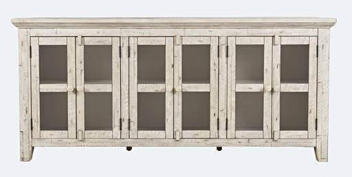 Jofran Rustic Shores 70" Coastal Distressed Acacia Six-Door Sideboard Cabinet in Scrimshaw Cream image