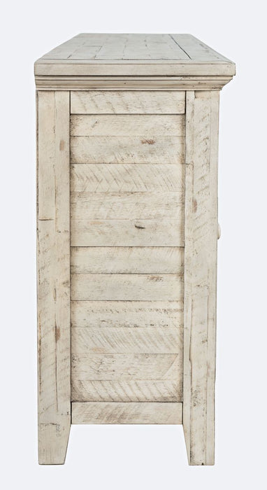Jofran Rustic Shores 70" Coastal Distressed Acacia Six-Door Sideboard Cabinet in Scrimshaw Cream - Holmwood's Furniture & Design Center (Somersworth, NH)