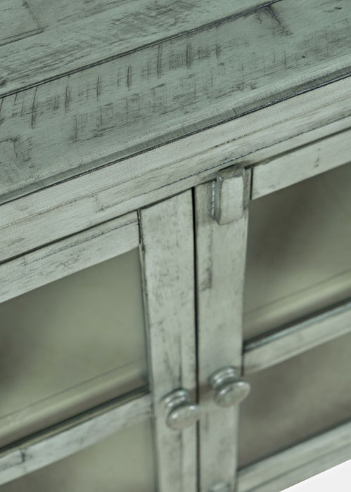 Jofran Rustic Shores 54" Coastal Distressed Acacia Four-Door Credenza Cabinet in Surfside Blue - Holmwood's Furniture & Design Center (Somersworth, NH)