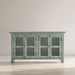 Jofran Rustic Shores 54" Coastal Distressed Acacia Four-Door Credenza Cabinet in Surfside Blue image