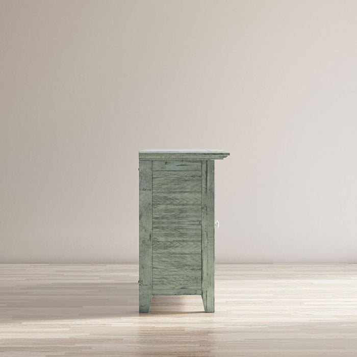 Jofran Rustic Shores 54" Coastal Distressed Acacia Four-Door Credenza Cabinet in Surfside Blue - Holmwood's Furniture & Design Center (Somersworth, NH)