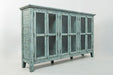 Jofran Rustic Shores 70" Coastal Distressed Acacia Six-Door Accent Cabinet in Surfside Blue - Holmwood's Furniture & Design Center (Somersworth, NH)