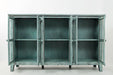 Jofran Rustic Shores 70" Coastal Distressed Acacia Six-Door Accent Cabinet in Surfside Blue - Holmwood's Furniture & Design Center (Somersworth, NH)