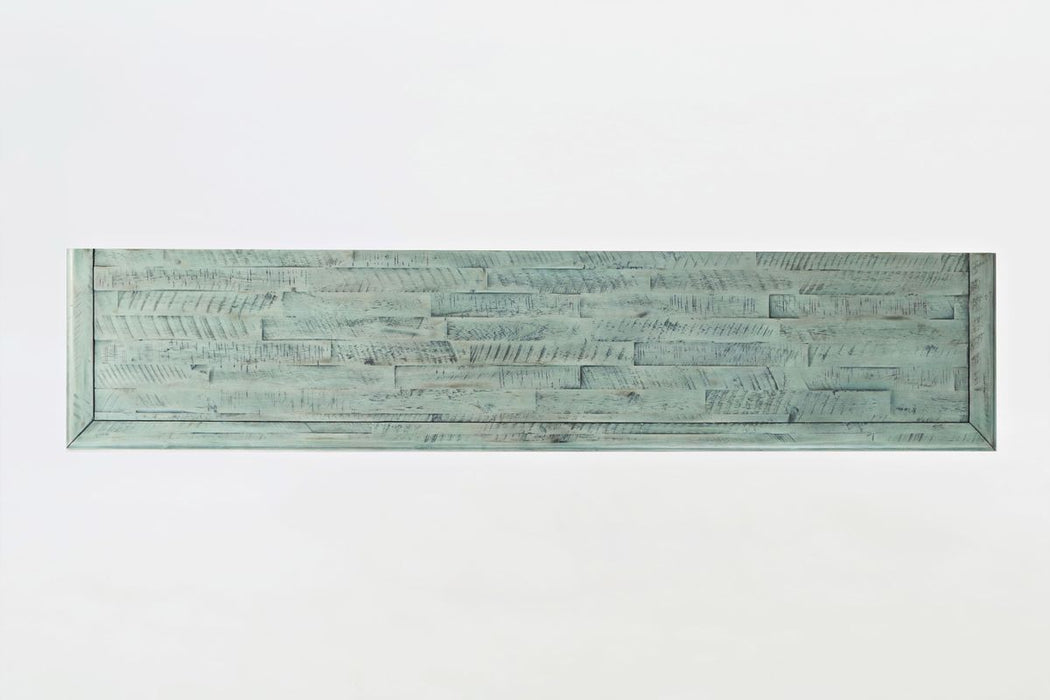 Jofran Rustic Shores 70" Coastal Distressed Acacia Six-Door Accent Cabinet in Surfside Blue - Holmwood's Furniture & Design Center (Somersworth, NH)