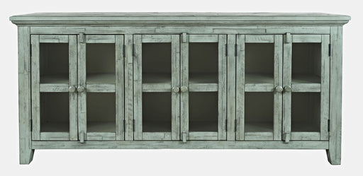 Jofran Rustic Shores 70" Coastal Distressed Acacia Six-Door Sideboard Cabinet in Surfside Blue image