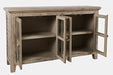 Jofran Rustic Shores 54" Coastal Distressed Acacia Four-Door Credenza Cabinet in Watch Hill Brown-Grey - Holmwood's Furniture & Design Center (Somersworth, NH)