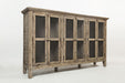 Jofran Rustic Shores 70" Coastal Distressed Acacia Six-Door Accent Cabinet in Watch Hill Brown-Grey - Holmwood's Furniture & Design Center (Somersworth, NH)