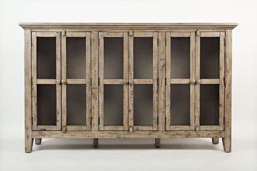 Jofran Rustic Shores 70" Coastal Distressed Acacia Six-Door Accent Cabinet in Watch Hill Brown-Grey image