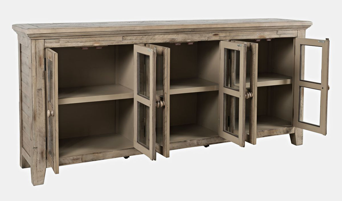 Jofran Rustic Shores 70" Coastal Distressed Acacia Six-Door Sideboard Cabinet in Watch Hill Brown-Grey - Holmwood's Furniture & Design Center (Somersworth, NH)