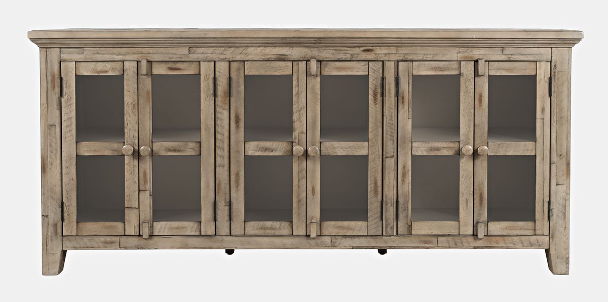 Jofran Rustic Shores 70" Coastal Distressed Acacia Six-Door Sideboard Cabinet in Watch Hill Brown-Grey image