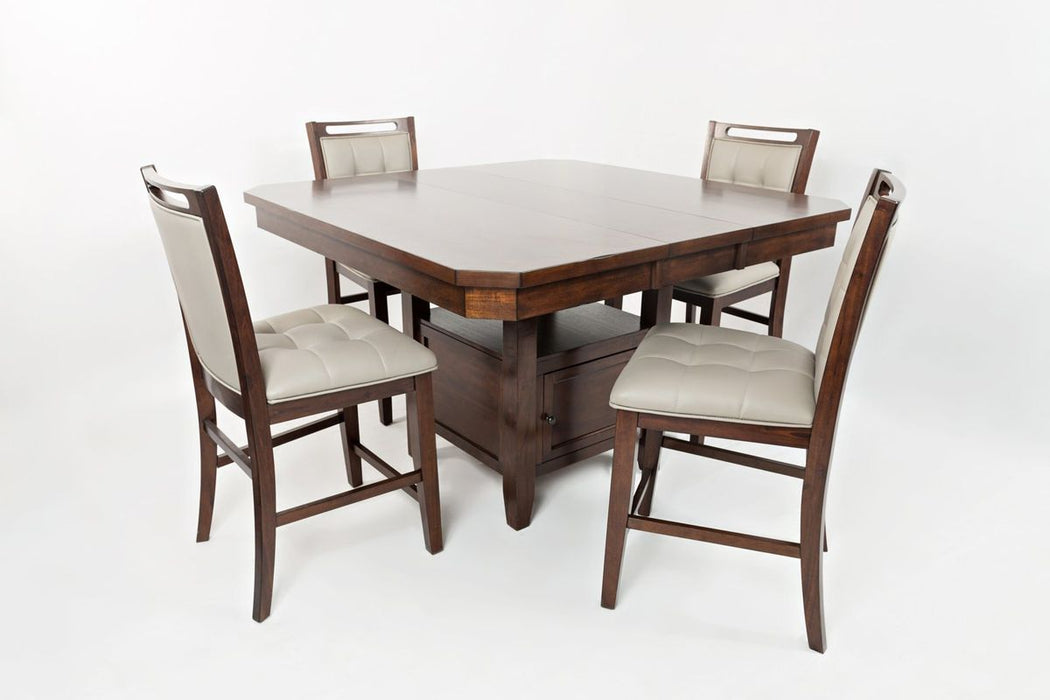 Jofran Manchester High/Low Table with Storage Base in Medium Brown - Holmwood's Furniture & Design Center (Somersworth, NH)