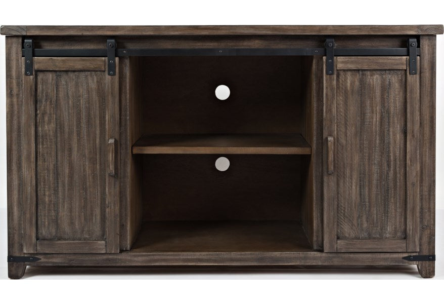 Jofran Madison County 60" Barn Door Server in Barnwood - Holmwood's Furniture & Design Center (Somersworth, NH)