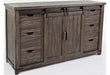 Jofran Madison County 60" Barn Door Server in Barnwood - Holmwood's Furniture & Design Center (Somersworth, NH)