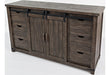 Jofran Madison County 60" Barn Door Server in Barnwood - Holmwood's Furniture & Design Center (Somersworth, NH)
