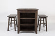 Jofran Madison County Rustic Reclaimed Pine Farmhouse 3 Piece Counter Height Dining Set in Barnwood Brown image