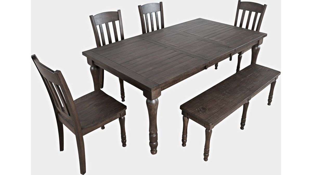 Jofran Madison County Rectangle Extension Dining Table in Barnwood - Holmwood's Furniture & Design Center (Somersworth, NH)