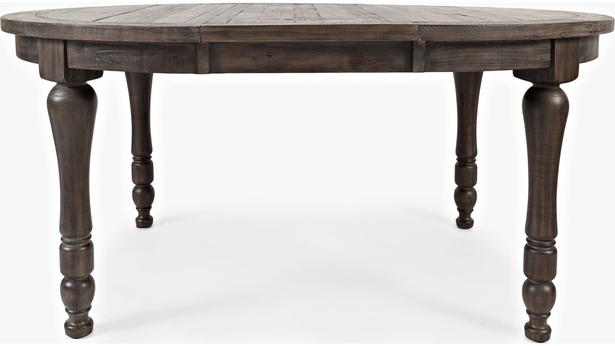 Jofran Madison County Round to Oval Dining Table in Barnwood - Holmwood's Furniture & Design Center (Somersworth, NH)