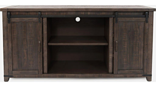 Jofran Madison County 70" Barn Door Server in Barnwood - Holmwood's Furniture & Design Center (Somersworth, NH)