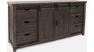 Jofran Madison County 70" Barn Door Server in Barnwood - Holmwood's Furniture & Design Center (Somersworth, NH)