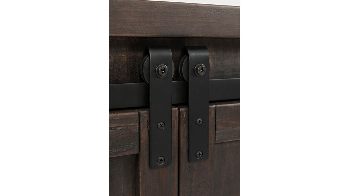 Jofran Madison County 70" Barn Door Server in Barnwood - Holmwood's Furniture & Design Center (Somersworth, NH)