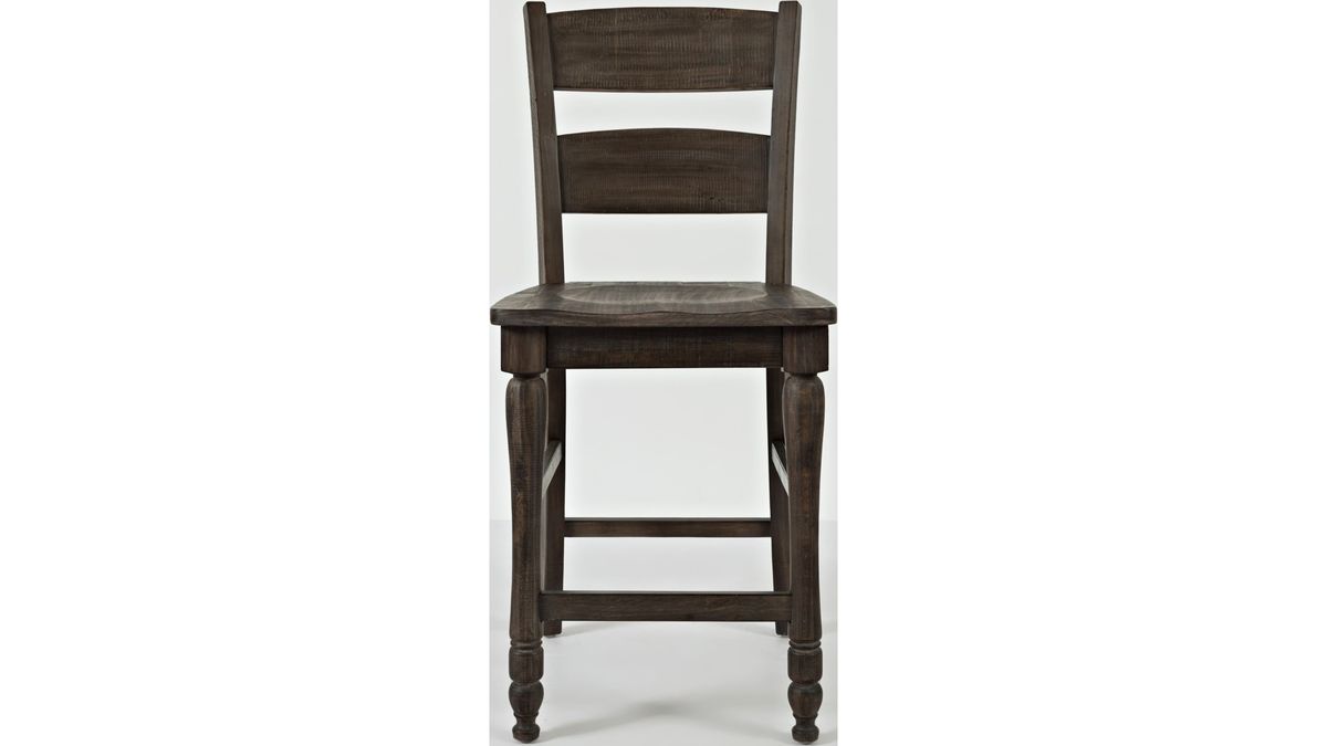Jofran Madison County Ladderback Counter Stool in Barnwood (Set of 2) - Holmwood's Furniture & Design Center (Somersworth, NH)