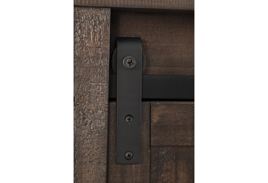 Jofran Madison County Queen Barn Door Bed in Barnwood - Holmwood's Furniture & Design Center (Somersworth, NH)