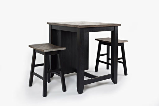 Jofran Madison County Rustic Reclaimed Pine Farmhouse 3 Piece Counter Height Dining Set in Vintage Black image